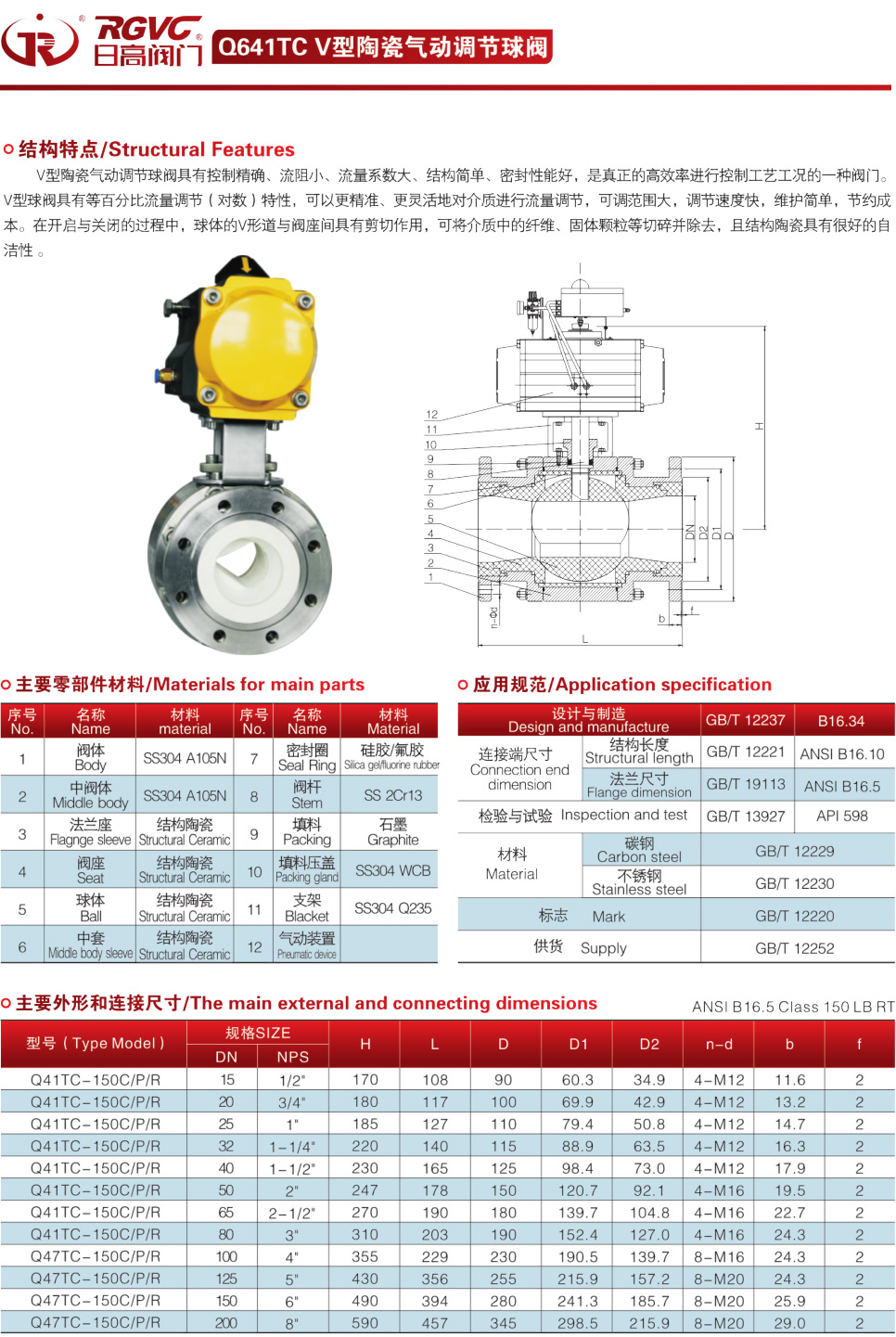 Q641TC V型陶瓷氣動調(diào)節(jié)球閥