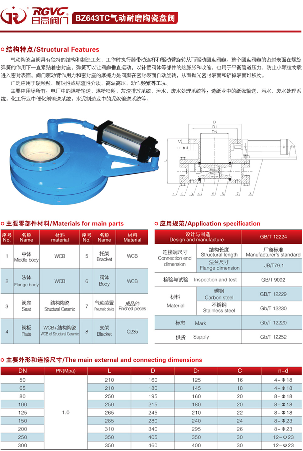 BZ643TC氣動耐磨陶瓷盤閥